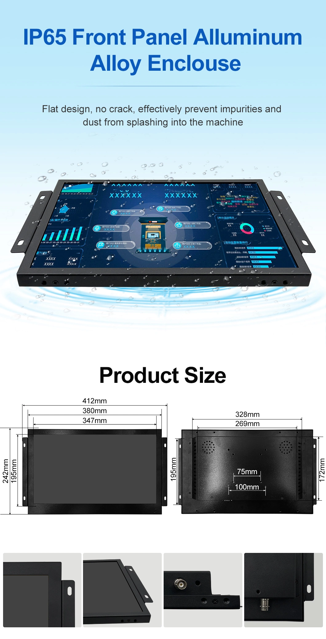 Wholesale 15.6" 15" 16" Rack Mounting Industrial Panel PC with Open Frame Embedded IPS HD 2K Screen Metal Frame