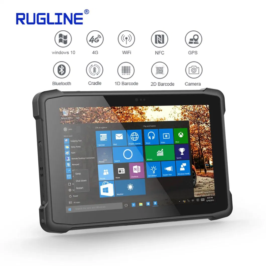 10.1 Inch Windows 10 4G LTE GPS Water-Proof 700nit Sunlight Readable Work Rugged Tablet